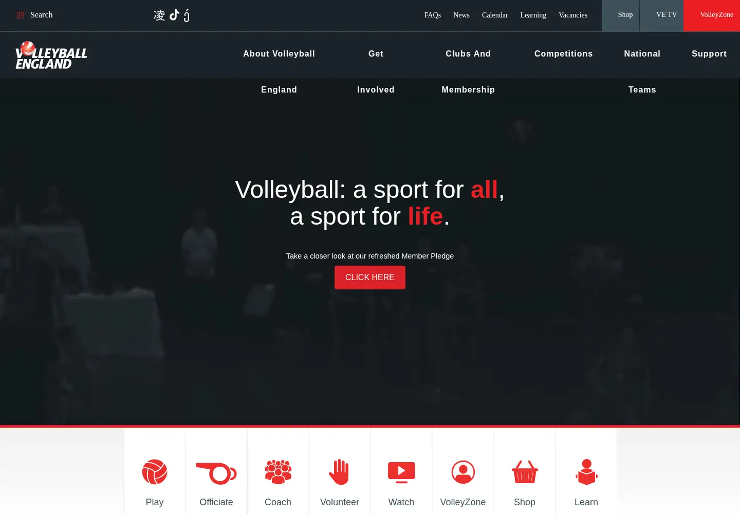 Screenshot of volleyballengland.org