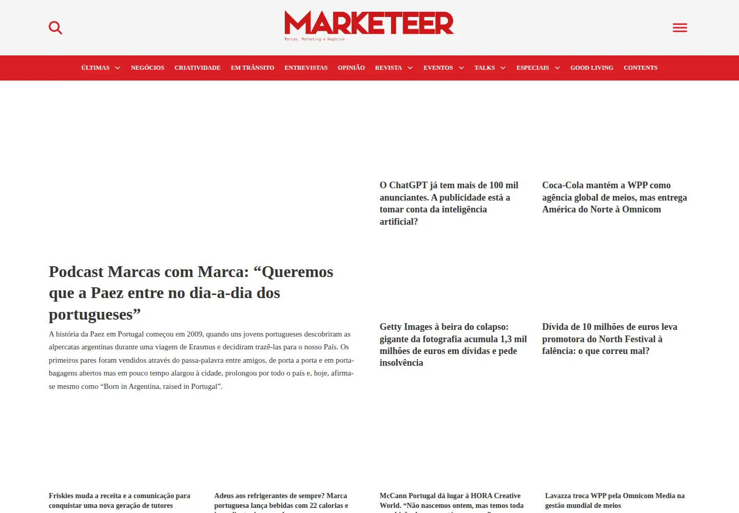 Captured homepage of marketeer.pt in the current scan
