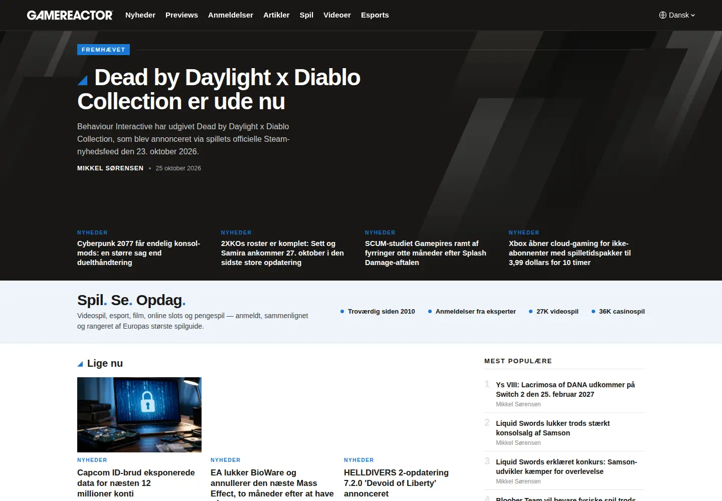 Screenshot of gamereactor.dk