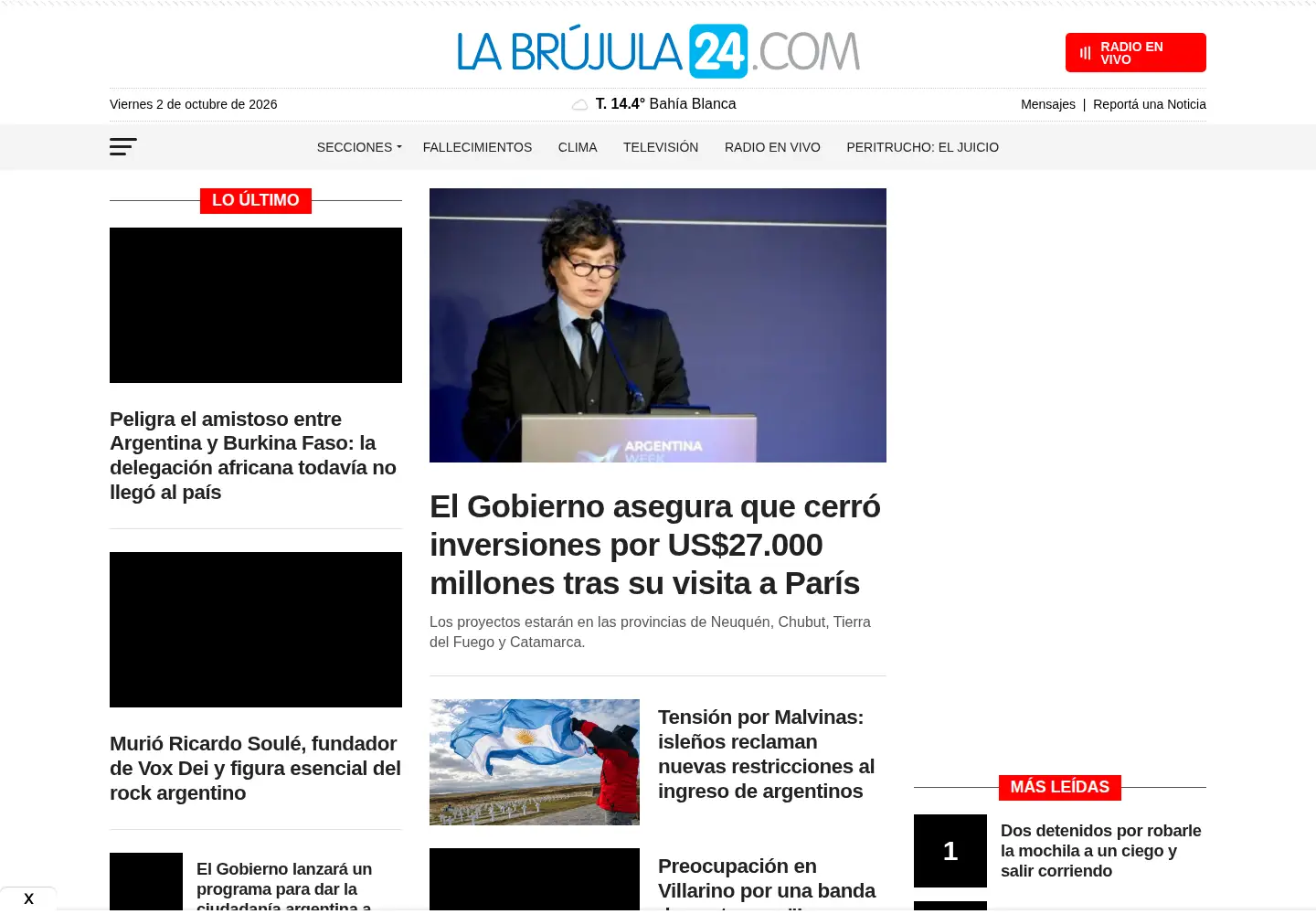 Screenshot of labrujula24.com
