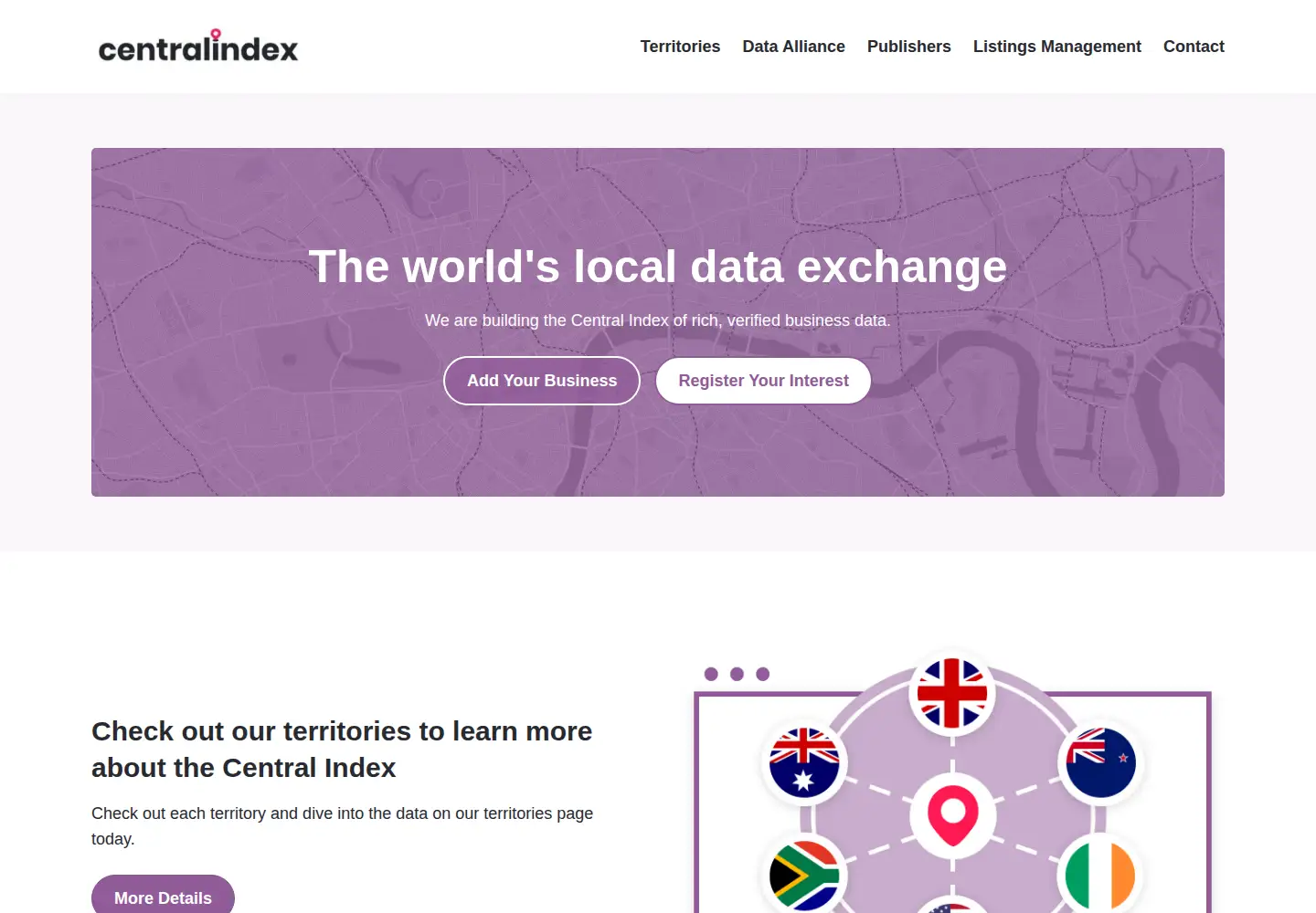 Captured homepage of centralindex.com in the current scan