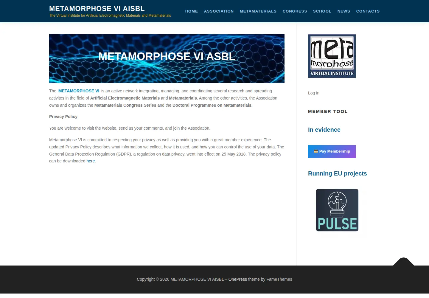 Captured homepage of metamorphose-vi.org in the current scan