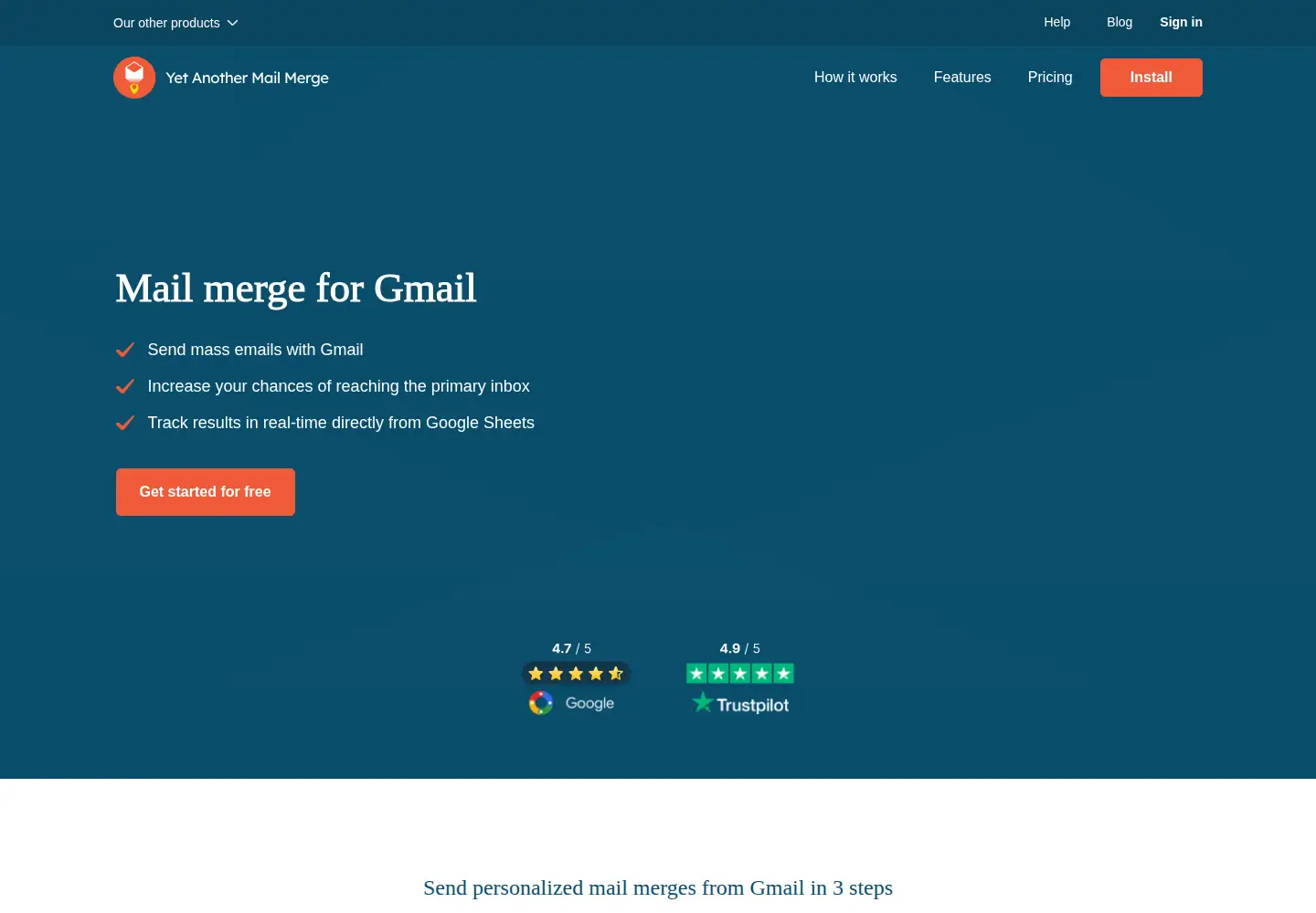 Screenshot of yet-another-mail-merge.com