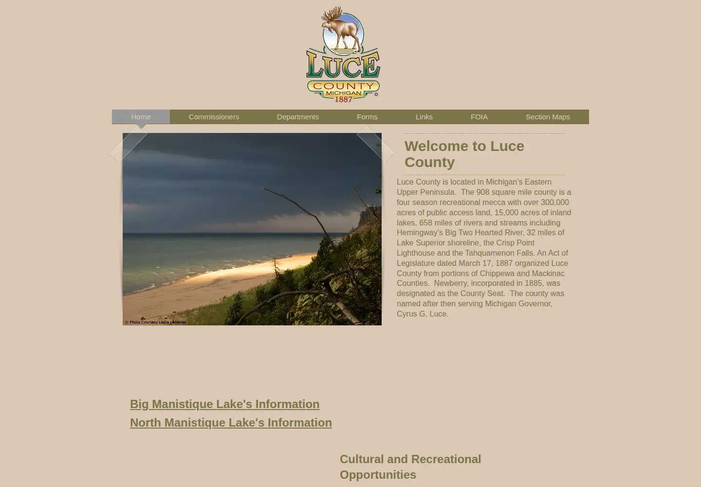 Screenshot of lucecountymi.com