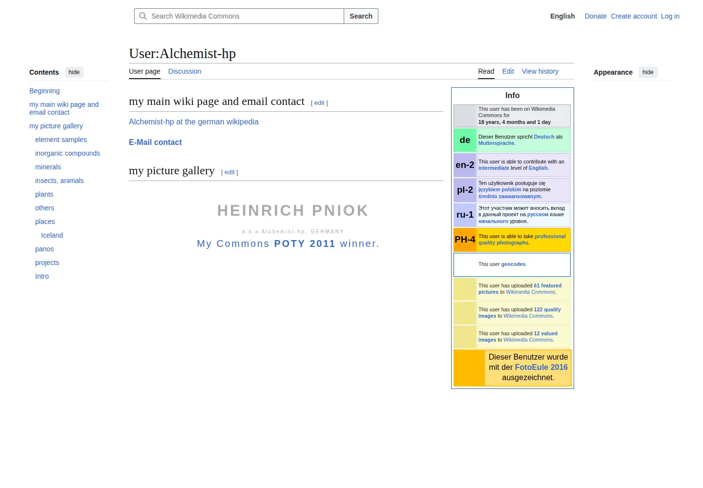 Captured homepage of pse-mendelejew.de in the current scan