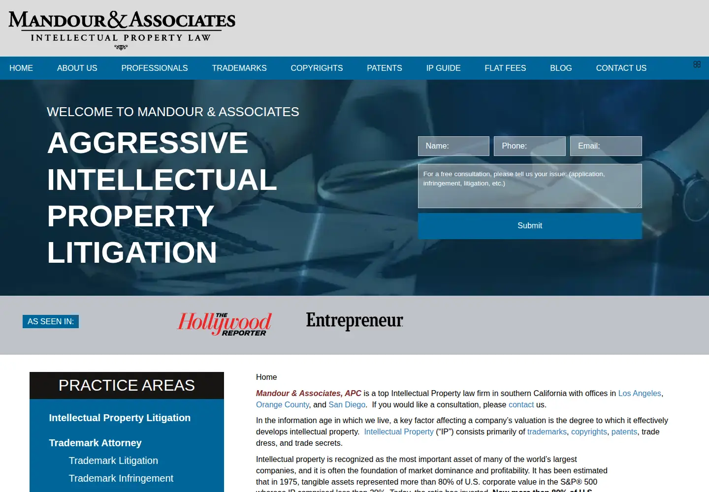 Screenshot of mandourlaw.com