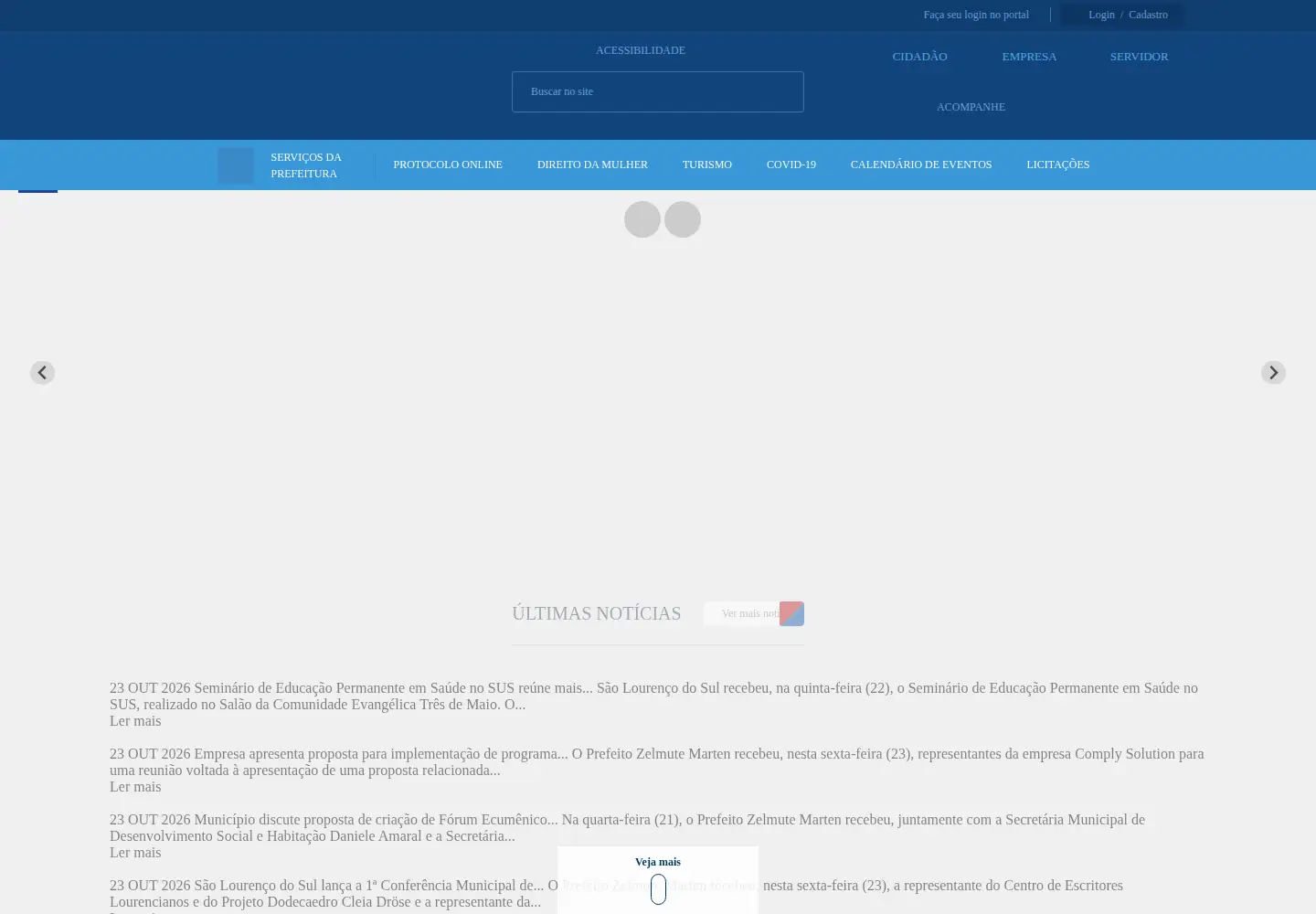 Screenshot of saolourencodosul.rs.gov.br