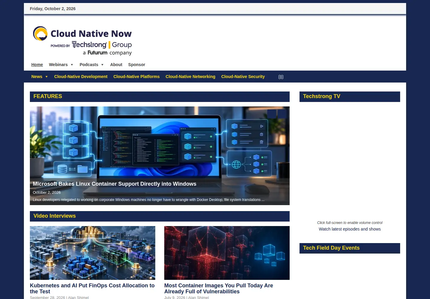 Captured homepage of containerjournal.com in the current scan