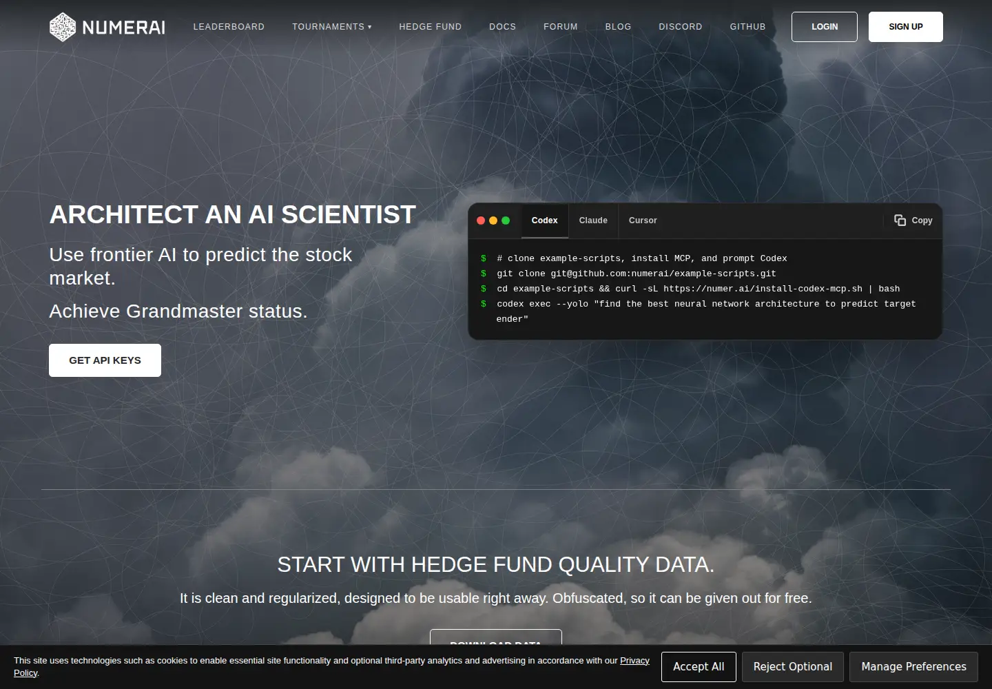 Screenshot of numer.ai