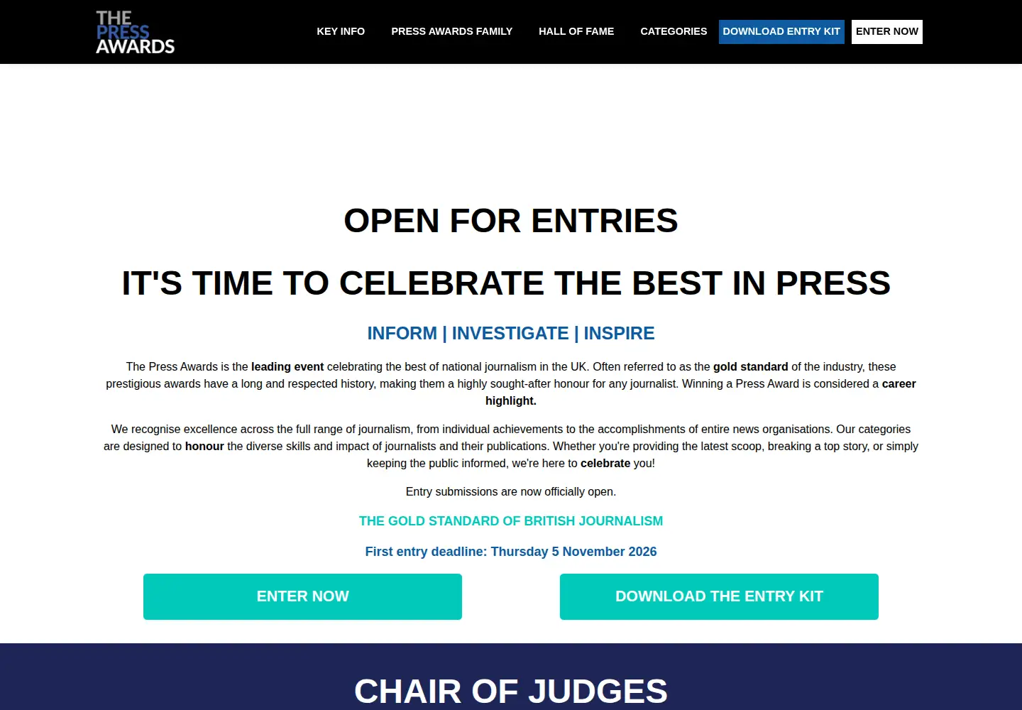 Screenshot of thepressawards.com