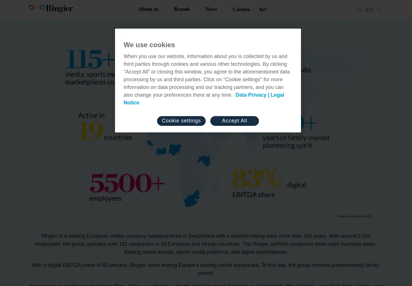 Captured homepage of ringier.ch in the current scan