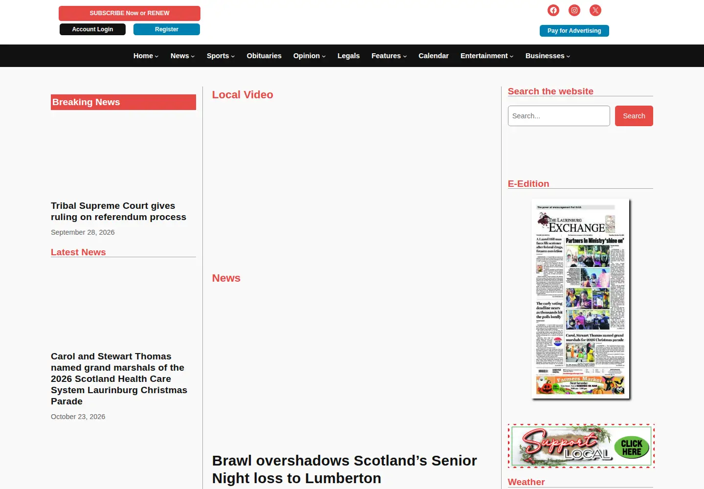 Screenshot of laurinburgexchange.com