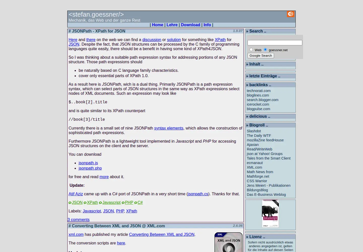 Screenshot of goessner.net