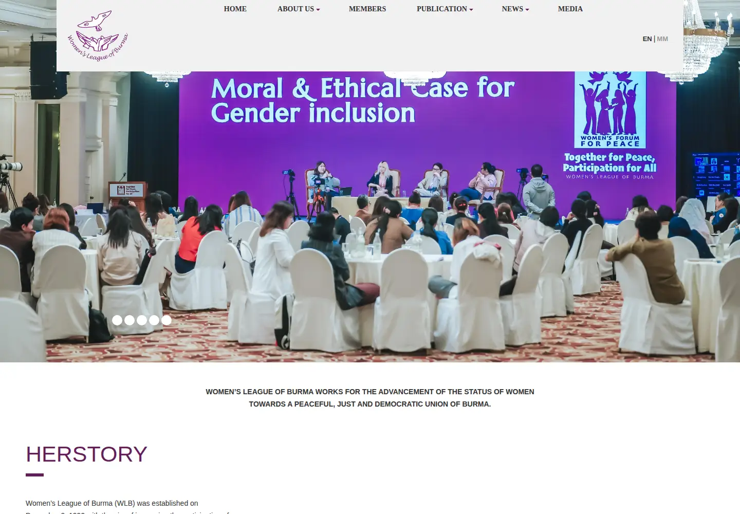 Captured homepage of womenofburma.org in the current scan