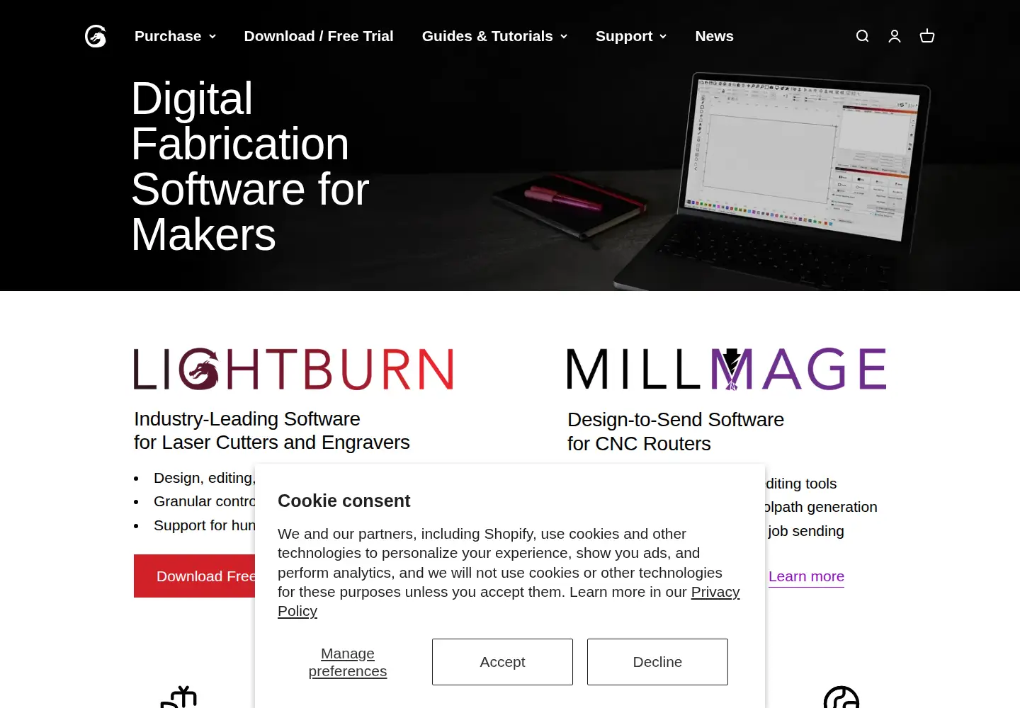 Screenshot of lightburnsoftware.com