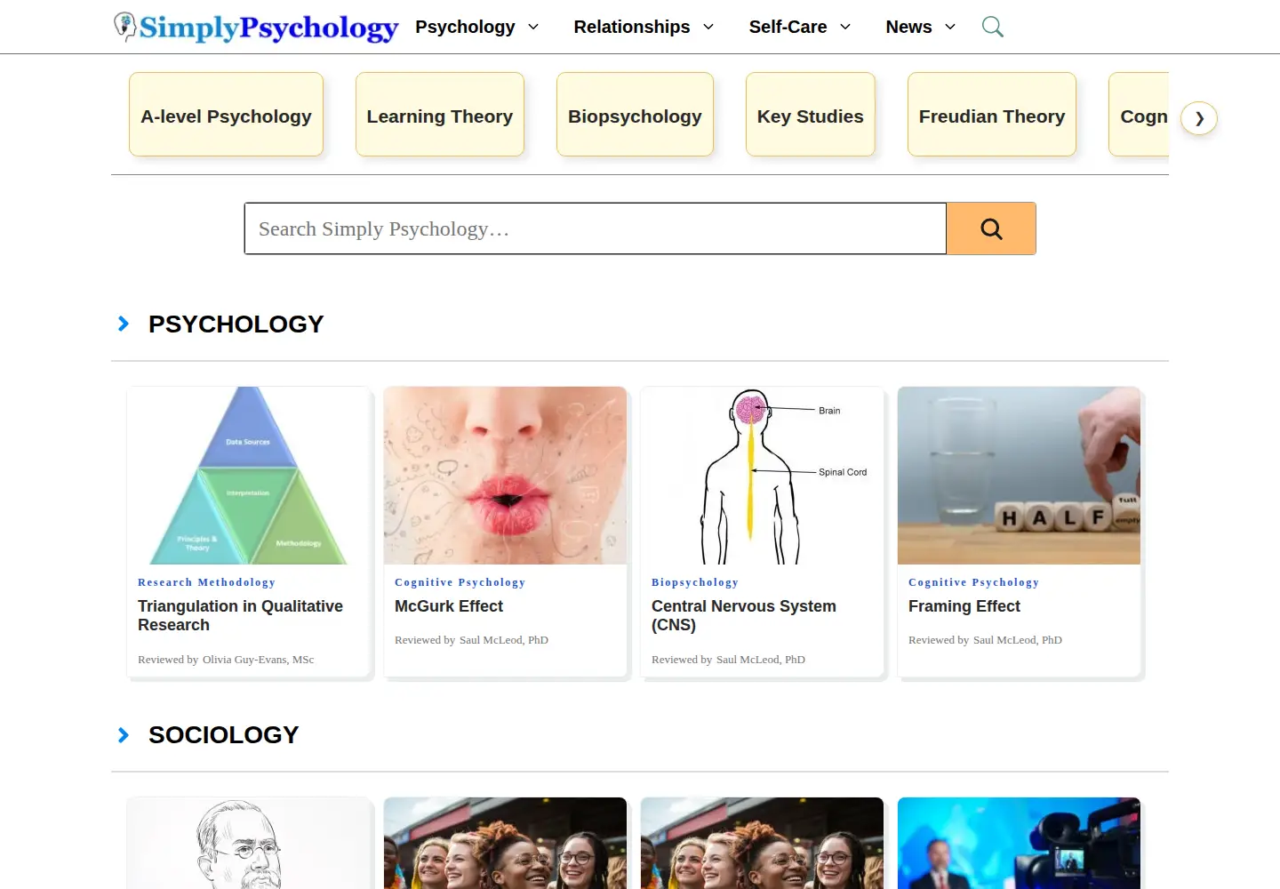 Screenshot of simplypsychology.org