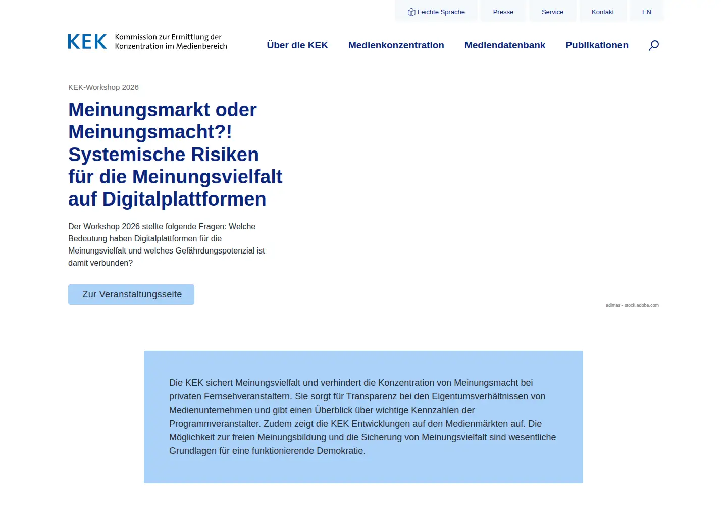Captured homepage of kek-online.de in the current scan