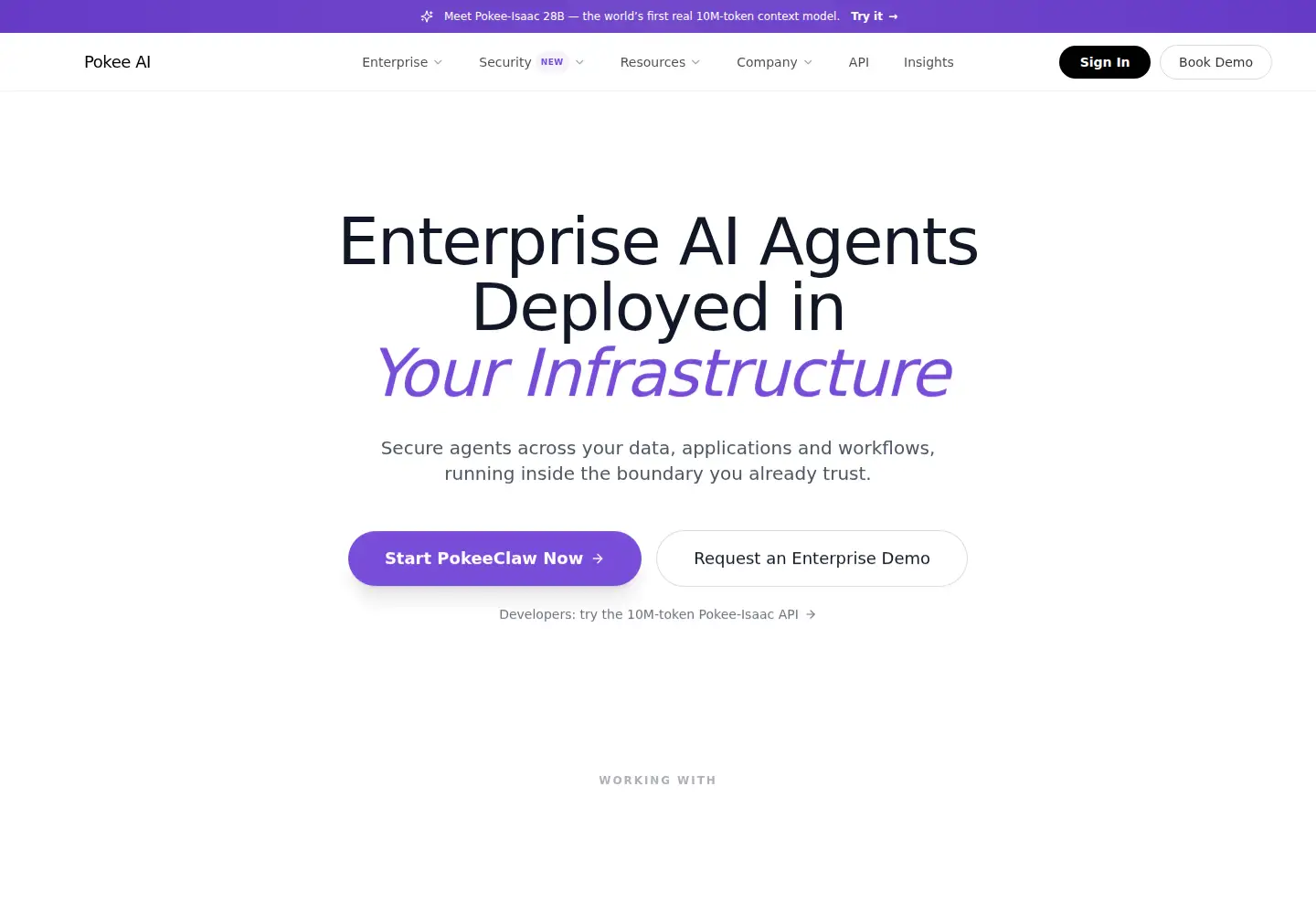 Captured homepage of pokee.ai in the current scan