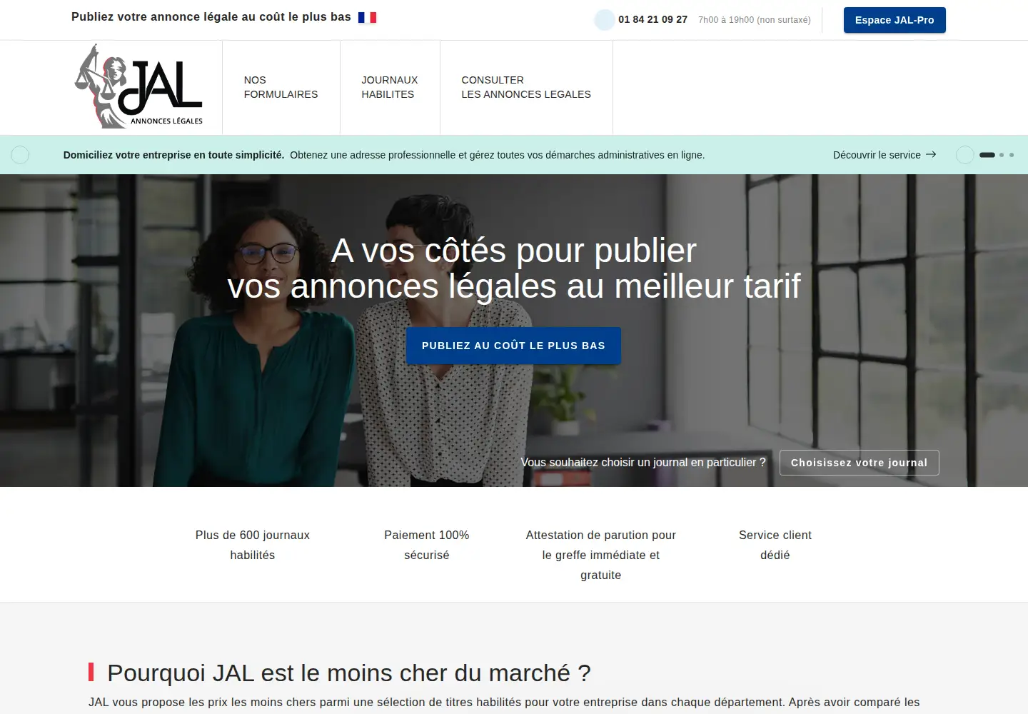 Screenshot of annonces-legales.fr