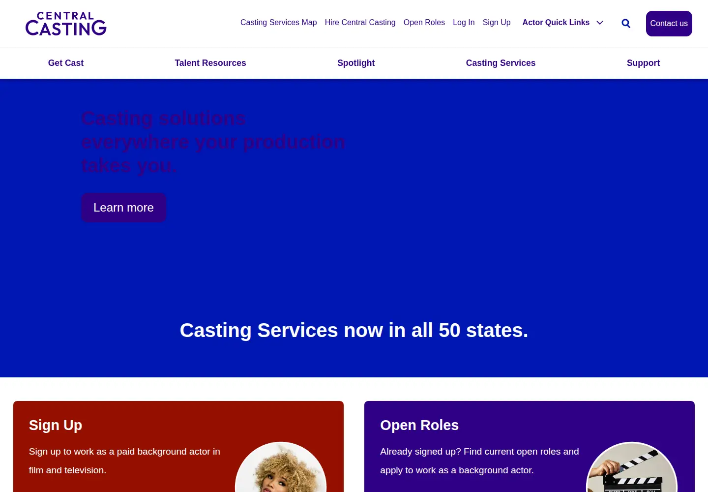 Screenshot of centralcasting.com