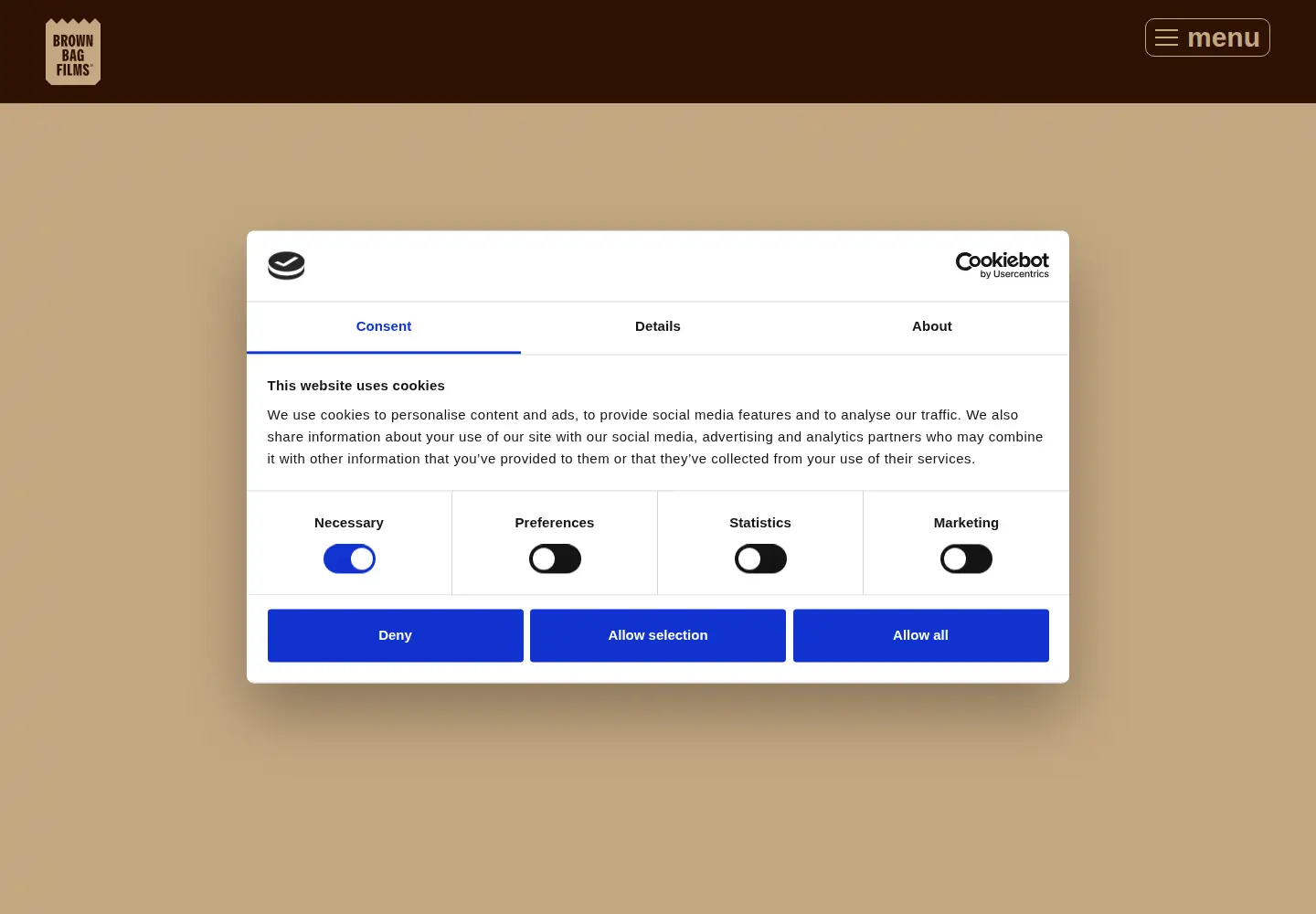 Captured homepage of brownbagfilms.com in the current scan