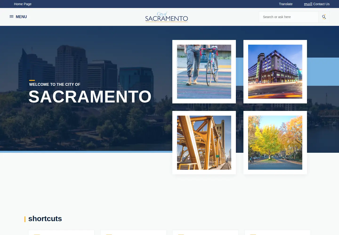 Screenshot of cityofsacramento.gov