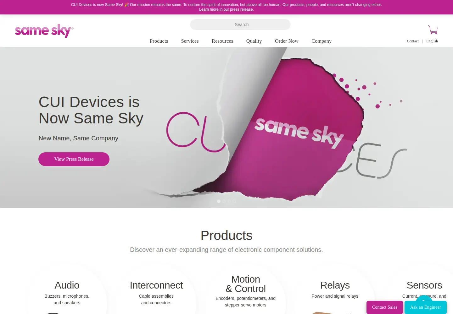 Captured homepage of cuidevices.com in the current scan