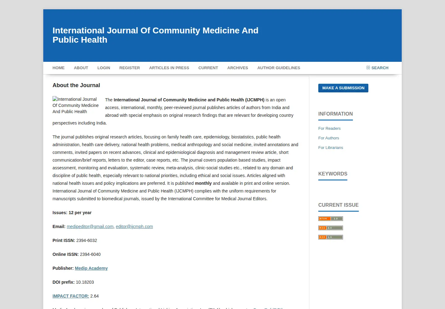 Screenshot of ijcmph.com