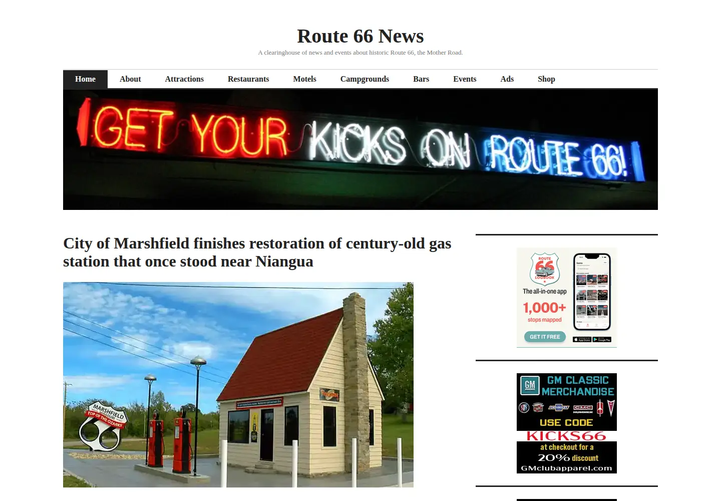 Screenshot of route66news.com