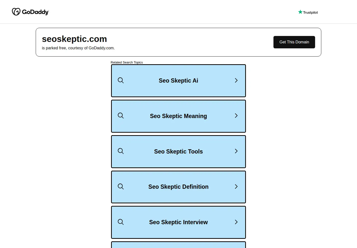 Captured homepage of seoskeptic.com in the current scan