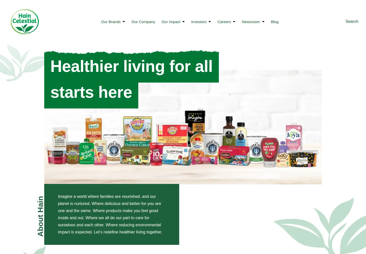 Screenshot of hain-celestial.com