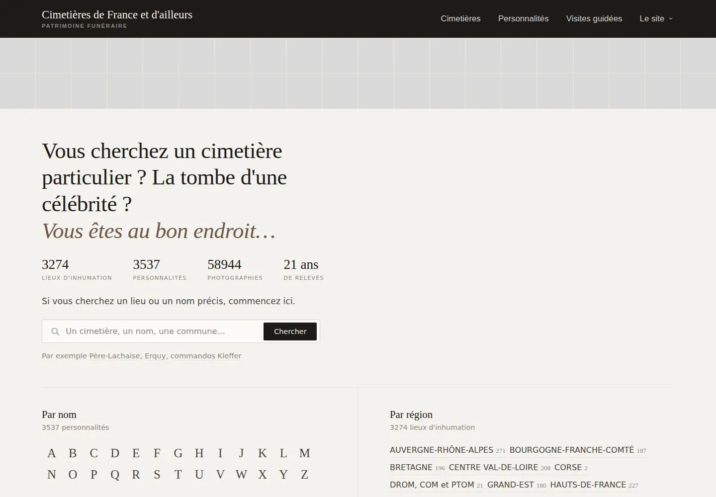 Captured homepage of landrucimetieres.fr in the current scan