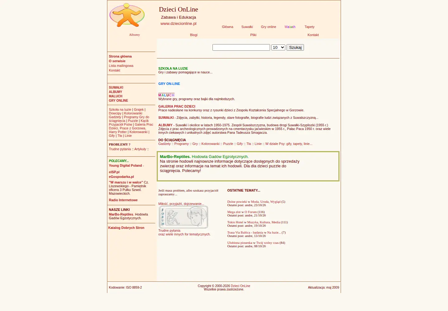 Captured homepage of dziecionline.pl in the current scan