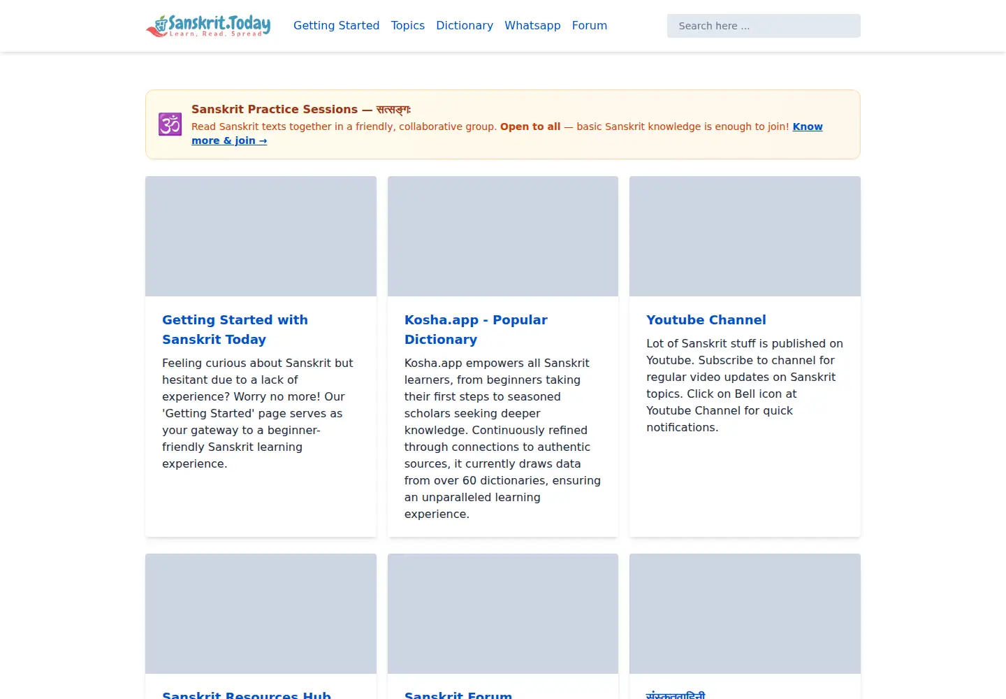 Screenshot of sanskrit.today