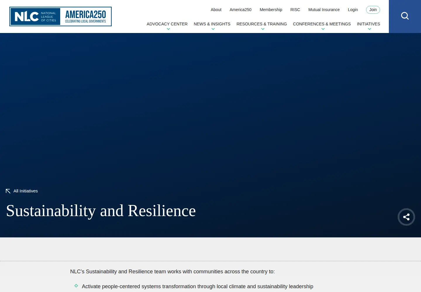 Screenshot of sustainablecitiesinstitute.org