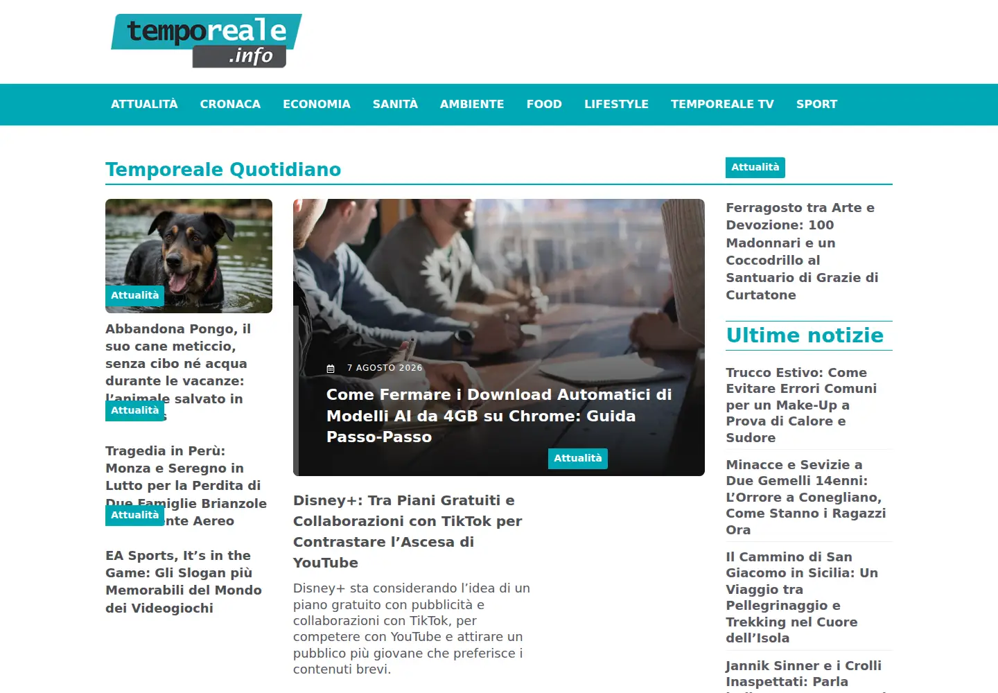 Screenshot of temporeale.info