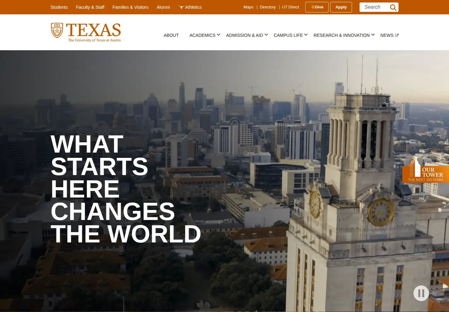 Screenshot of utexas.org