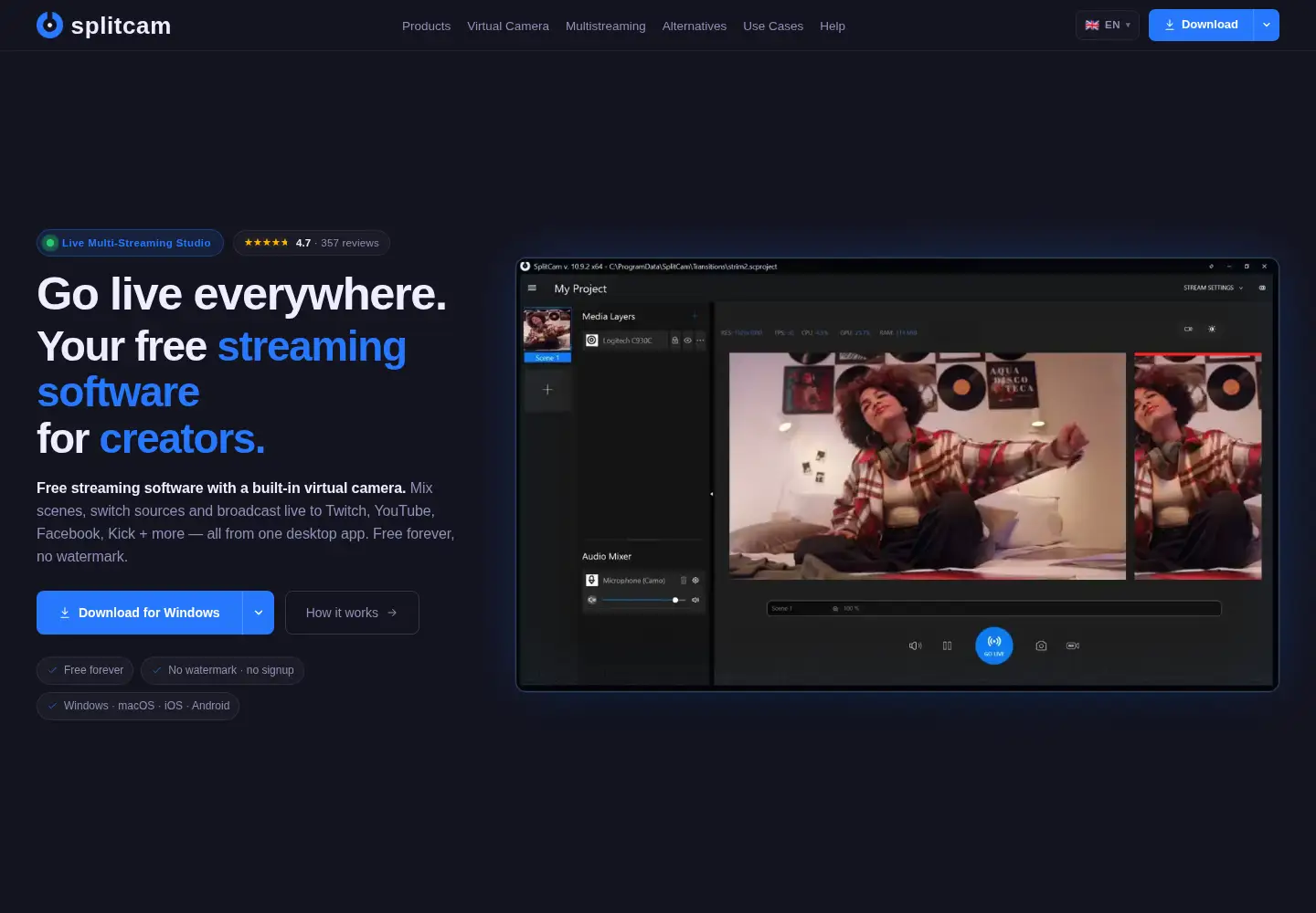 Screenshot of splitcam.com
