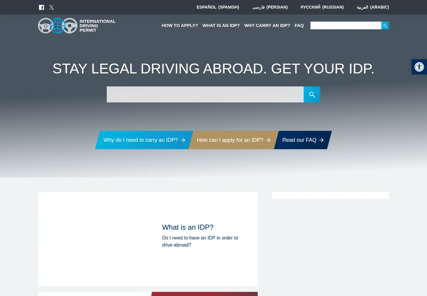 Captured homepage of internationaldrivingpermit.org in the current scan