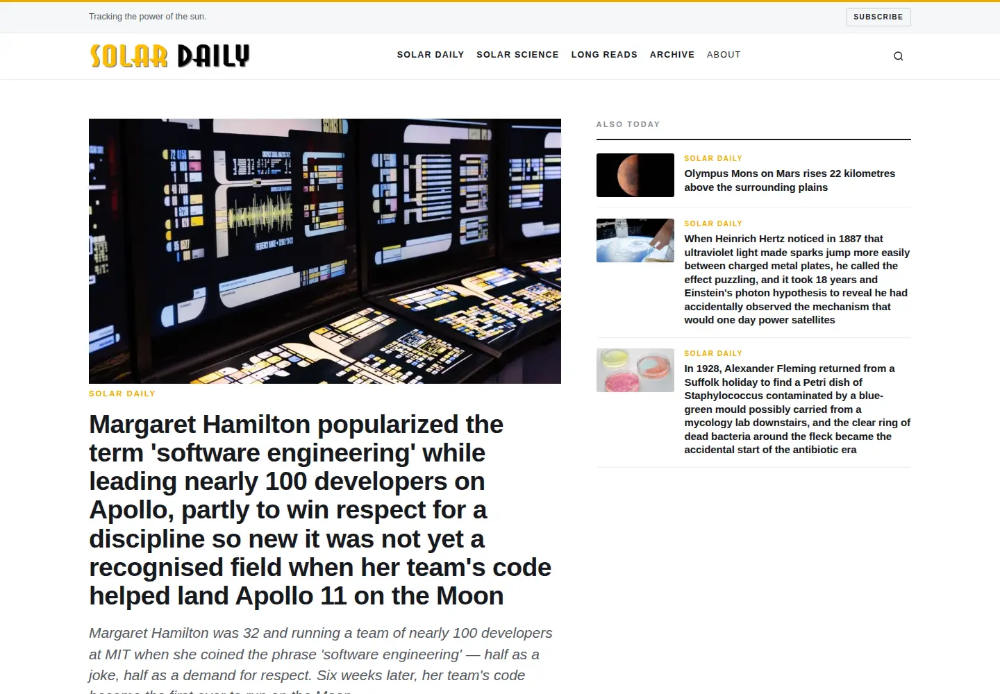 Captured homepage of solardaily.com in the current scan