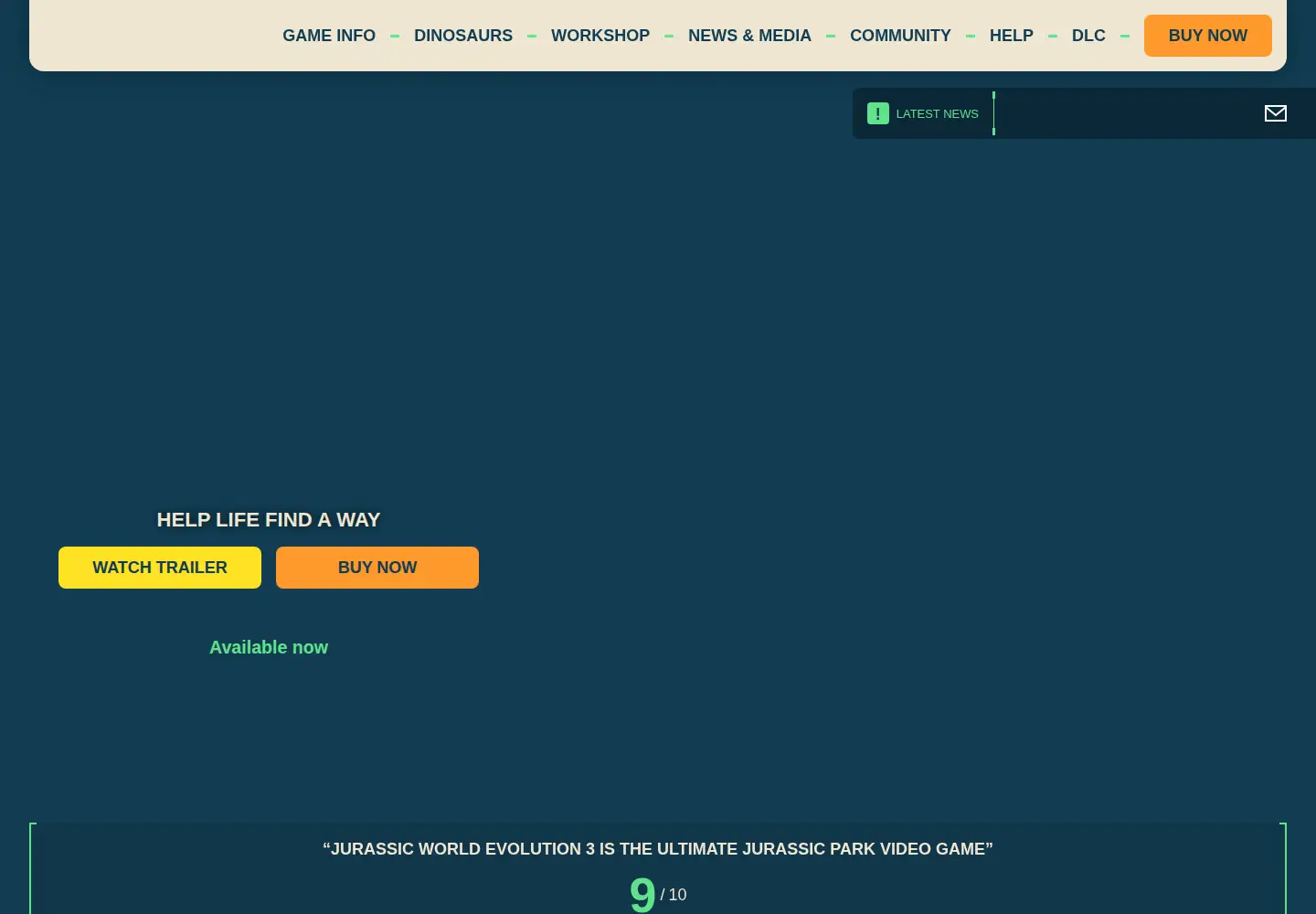 Screenshot of jurassicworldevolution.com