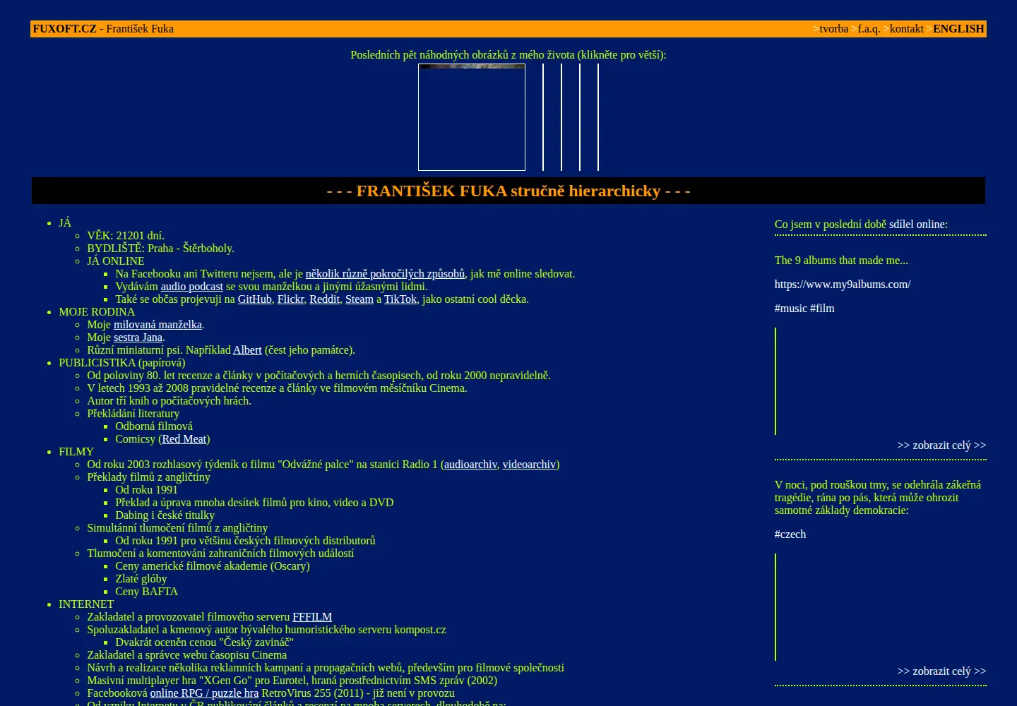Captured homepage of fuxoft.cz in the current scan