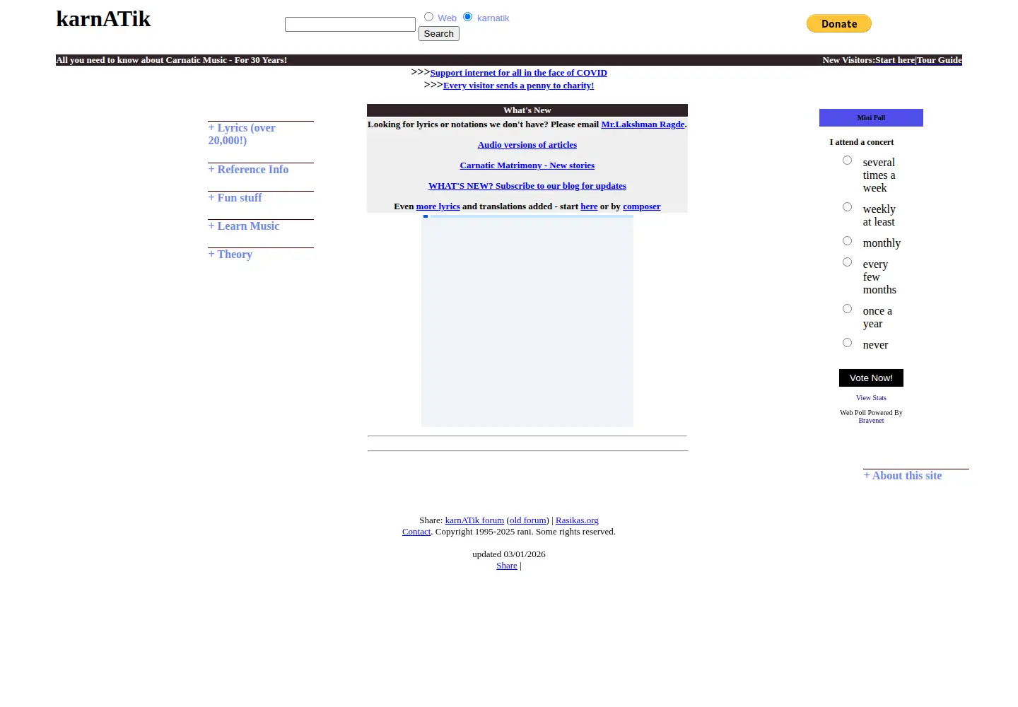 Screenshot of karnatik.com