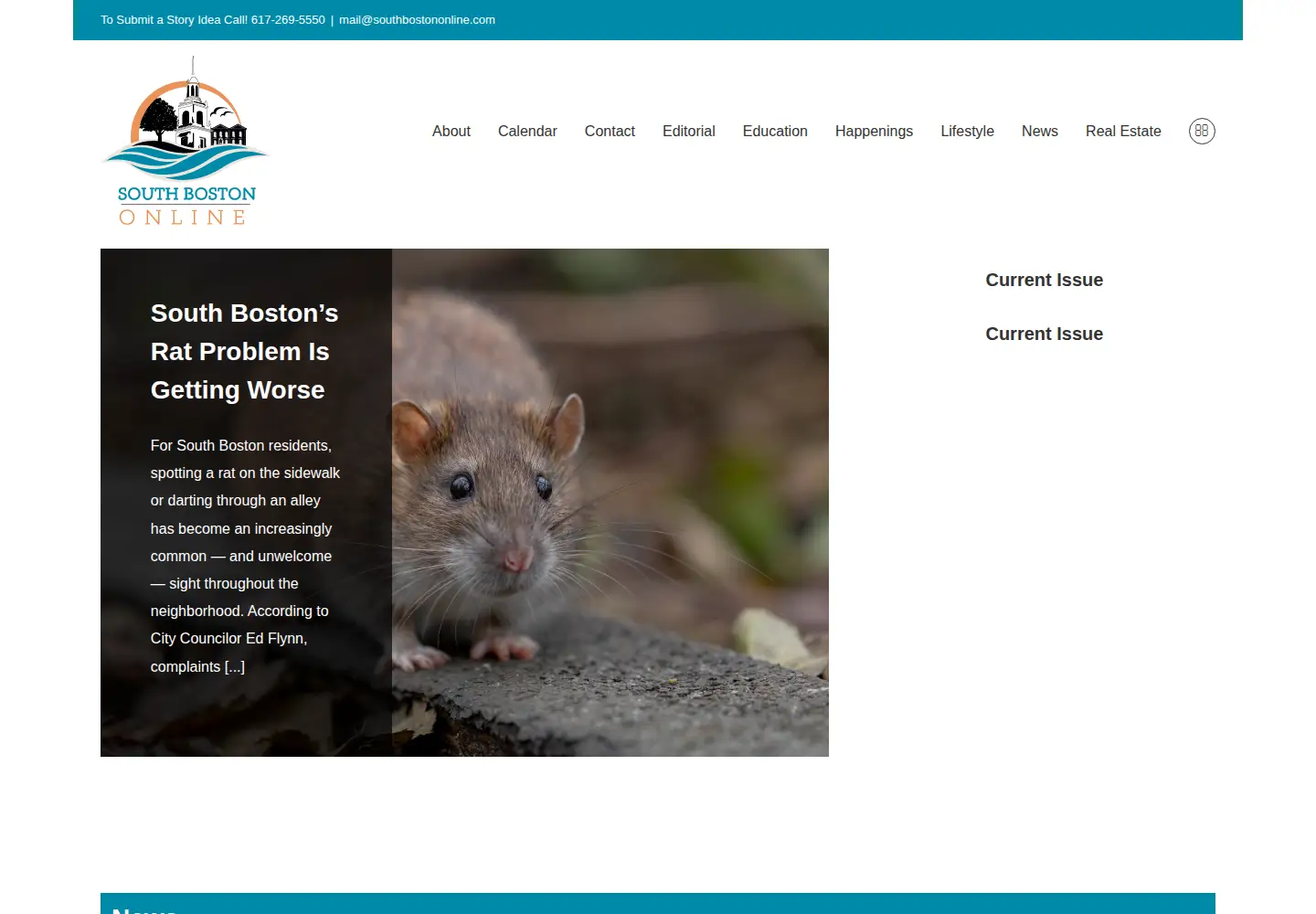 Captured homepage of southbostononline.com in the current scan