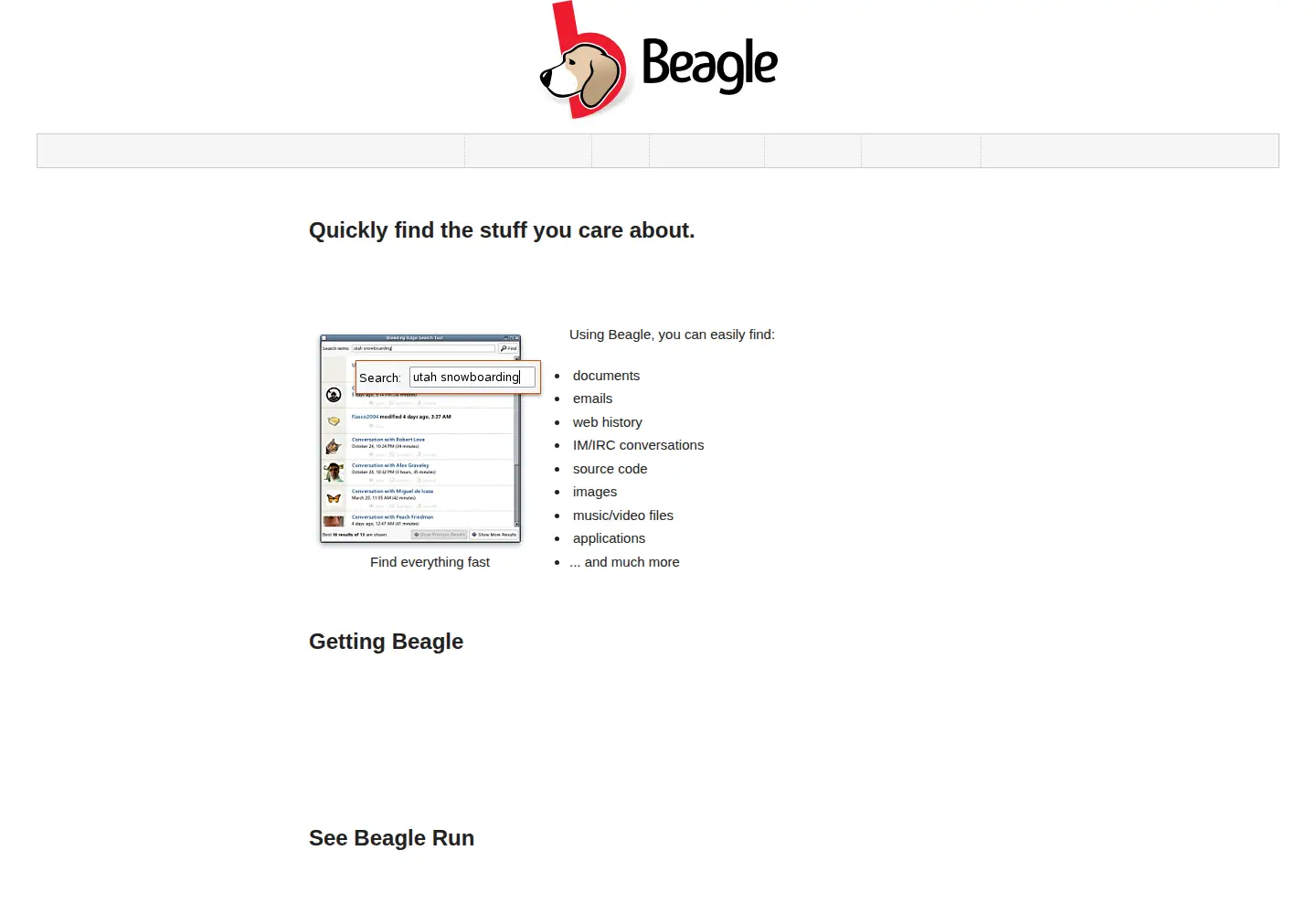 Screenshot of beagle-project.org