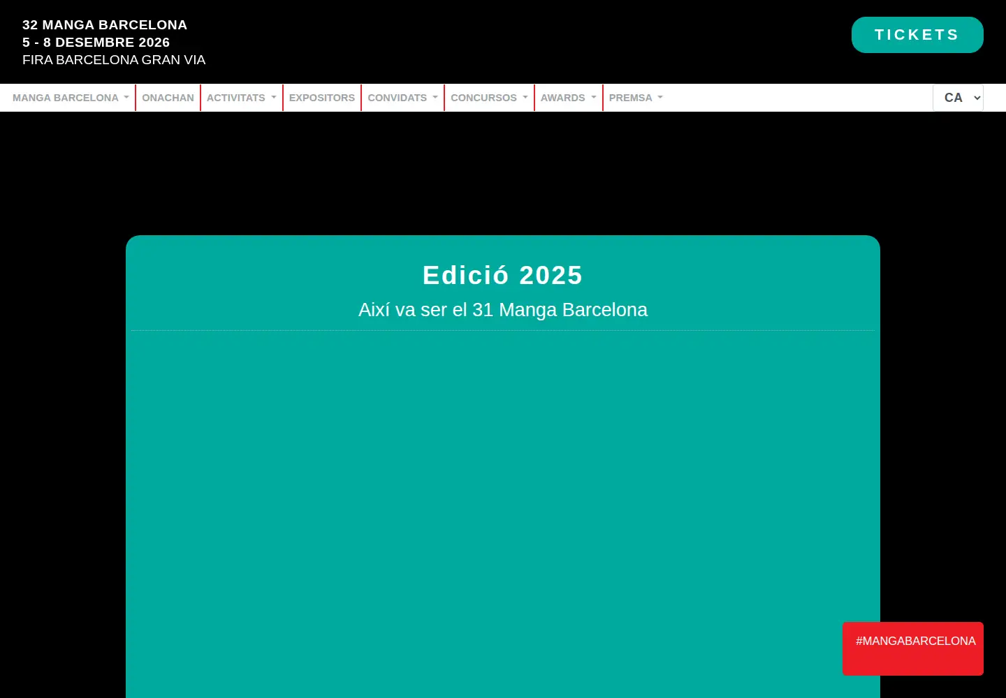 Captured homepage of manga-barcelona.com in the current scan