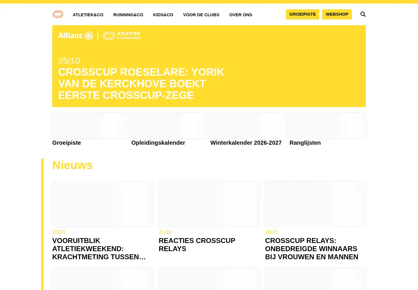 Screenshot of atletiek.be