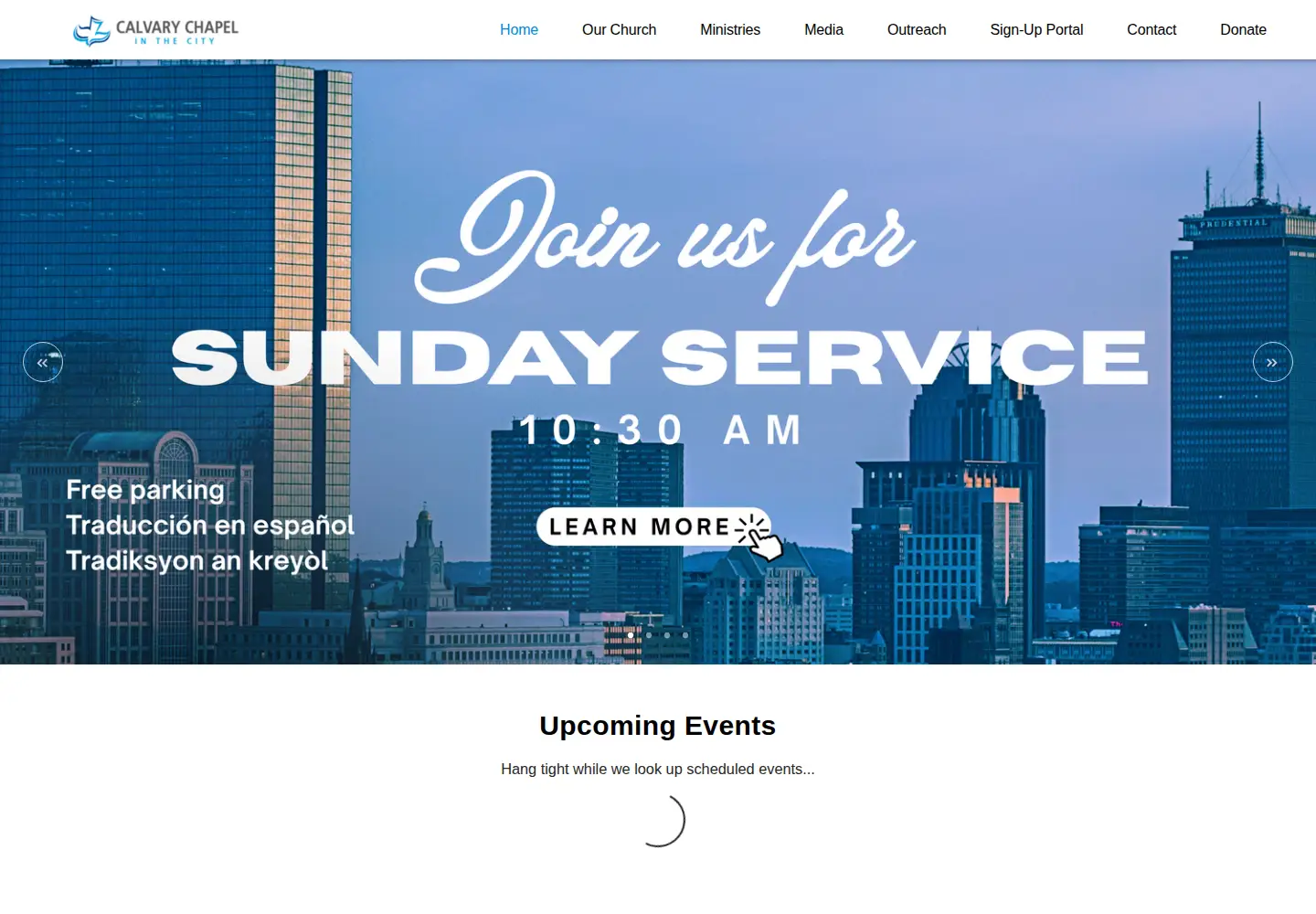 Screenshot of calvarychapelinthecity.com