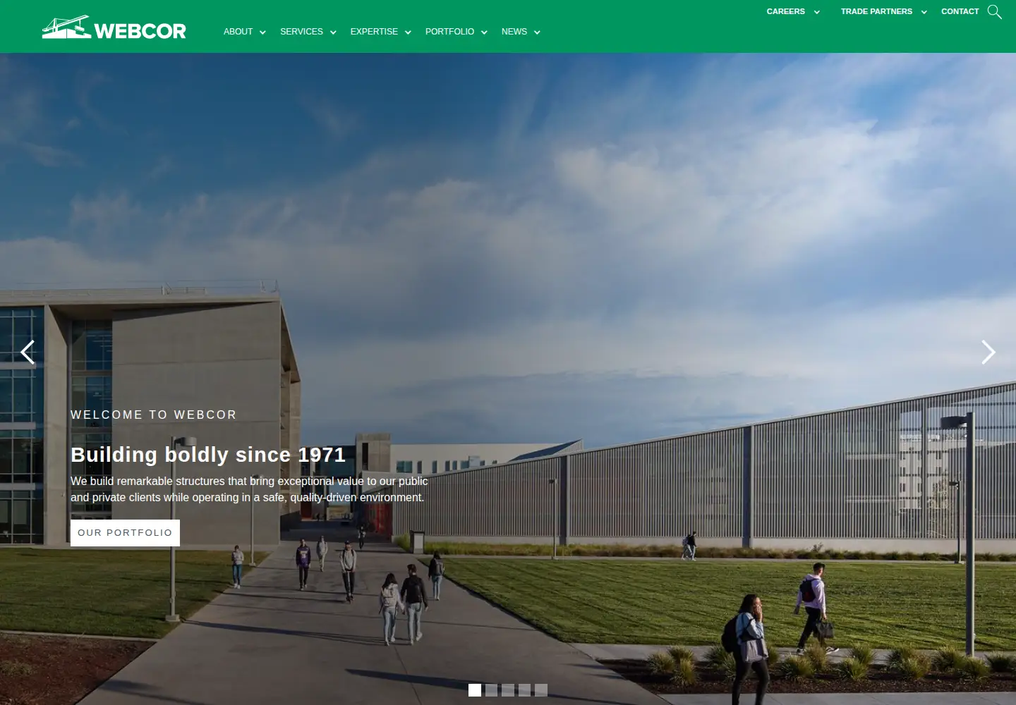 Captured homepage of webcor.com in the current scan
