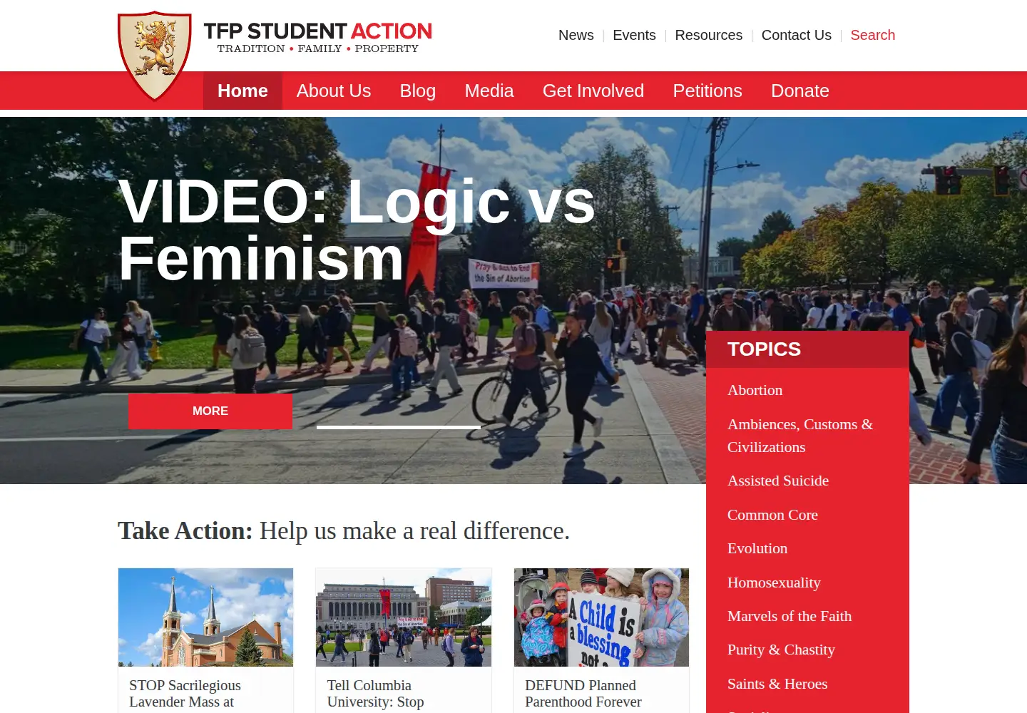 Captured homepage of tfpstudentaction.org in the current scan
